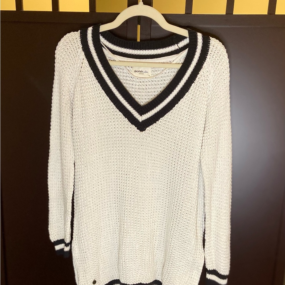 Vera Moda in Blue White Waffle Knit Sweater